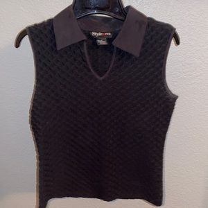 Black Stylish Textured Sleeveless Shirt